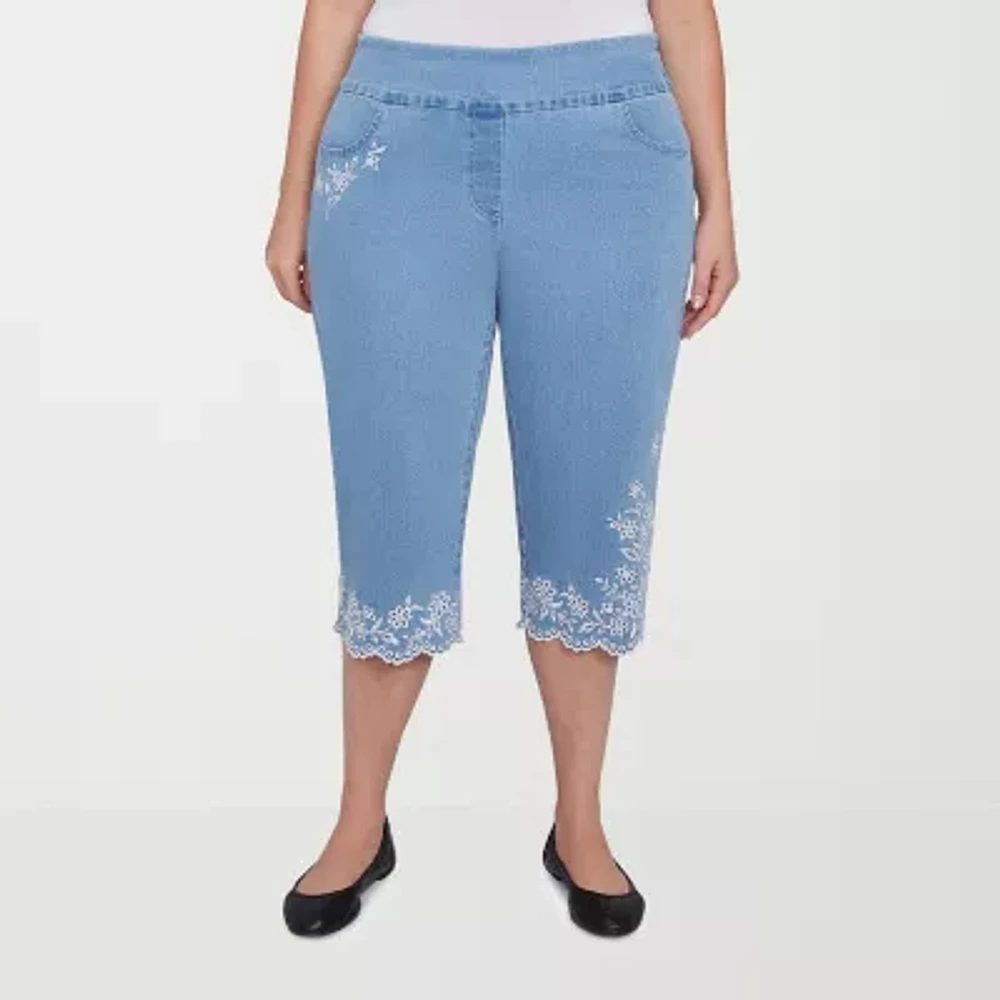 Alfred Dunner Flower Power Womens Plus Capri Pants