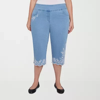 Alfred Dunner Flower Power Womens Plus Capri Pants