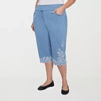 Alfred Dunner Flower Power Womens Plus Capri Pants