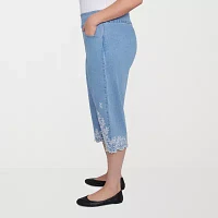 Alfred Dunner Flower Power Womens Plus Capri Pants