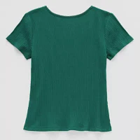 Thereabouts Little & Big Girls Square Neck Short Sleeve T-Shirt