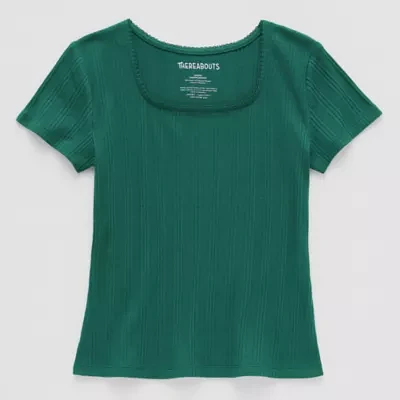 Thereabouts Little & Big Girls Square Neck Short Sleeve T-Shirt
