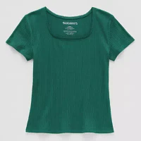 Thereabouts Little & Big Girls Square Neck Short Sleeve T-Shirt