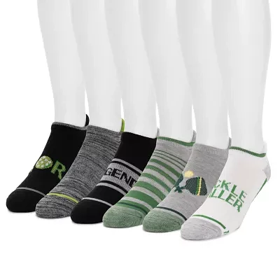 Muk Luks Pickleball Heel Tab 6 Pair Low Cut Socks Mens