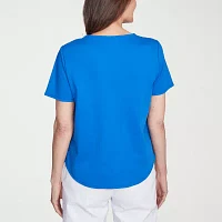Alfred Dunner Parrot Cay Womens Crew Neck Short Sleeve T-Shirt