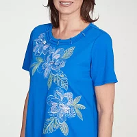 Alfred Dunner Parrot Cay Womens Crew Neck Short Sleeve T-Shirt