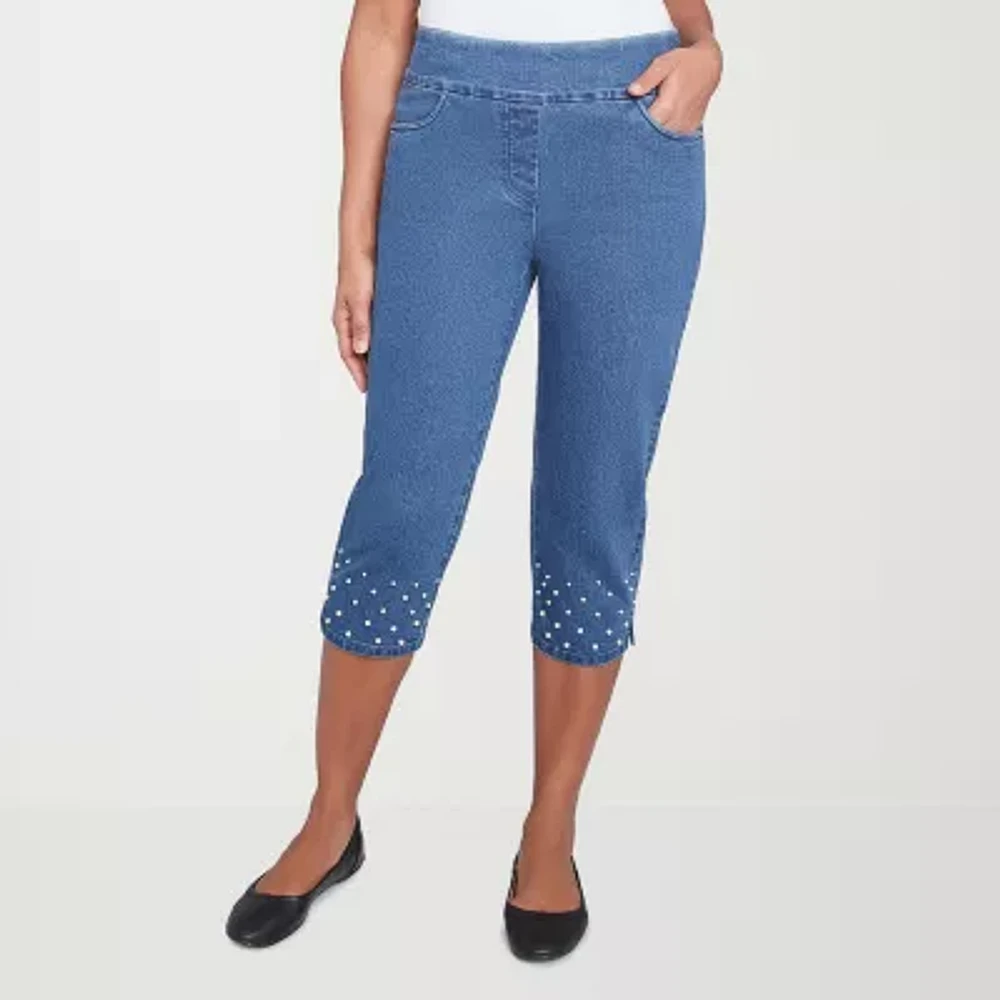 Alfred Dunner Flower Power Womens Capri Pants