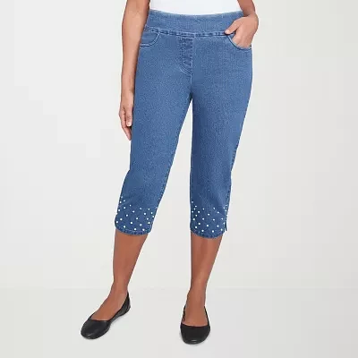 Alfred Dunner Flower Power Womens Capri Pants