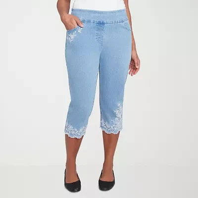 Alfred Dunner Flower Power Womens Capri Pants