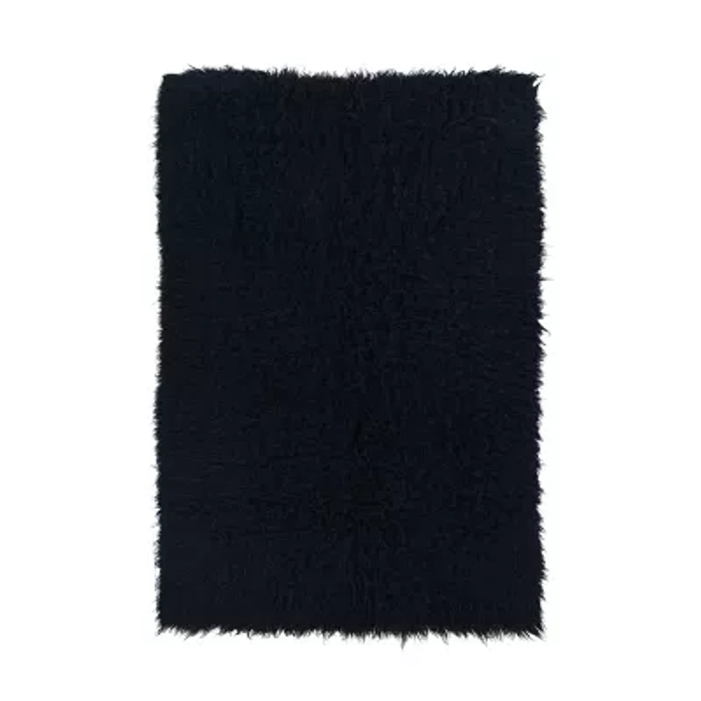Linon Flokati Solid Woven Rectangular Accent Rug
