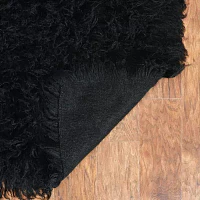Linon Flokati Solid Woven Rectangular Accent Rug