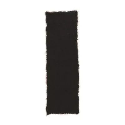 Linon Flokati Solid Woven 2'4" X 8'6" Rectangular Runner