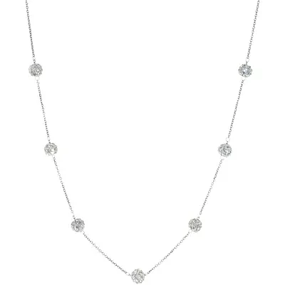 Sterling Silver Crystal Beaded Station Necklace 