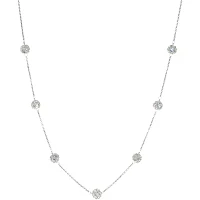 Sterling Silver Crystal Beaded Station Necklace 