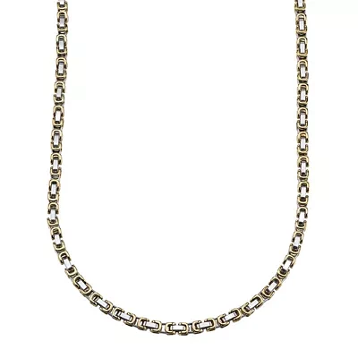 Mens Two-Tone Stainless Steel Link Chain Necklace