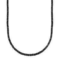 Mens Black Ion-Plated Stainless Steel Byzantine Chain Necklace