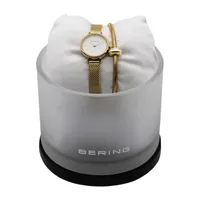Bering Womens Gold Tone Stainless Steel 2-pc. Watch Boxed Set 11022-334-1-Gwp190