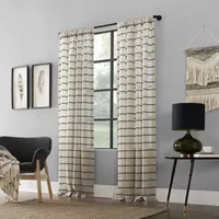 Clean Window Twill Stripe Anti-Dust Sheer Rod Pocket Single Curtain Panel