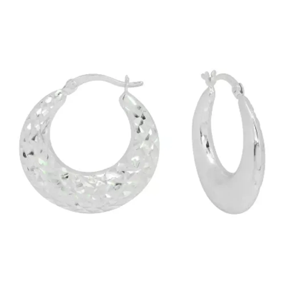 Deal Zone Womens Sterling Silver 27.6mm Hoop Earrings