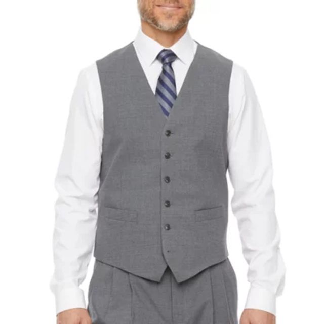 Men's Classic-Fit Wool-Blend Stretch Solid Suit Vest