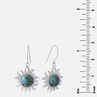 Enhanced Turquoise Filigree Sterling Silver Sun Earrings