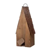 Glitzhome 12.4 Inch Height Wooden Patriotic Distressed Garden Birdhouse with Stars