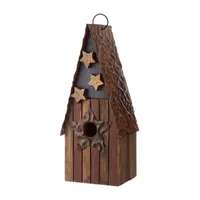 Glitzhome 12.4 Inch Height Wooden Patriotic Distressed Garden Birdhouse with Stars