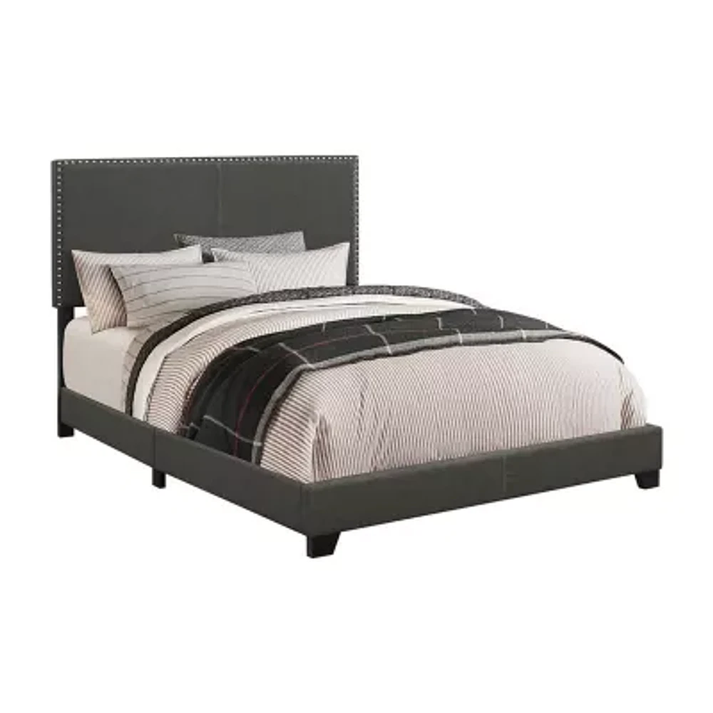 Boyd Nailhead Upholstered Rectangle Bed