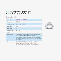 I Said Yes (H-I / I1) Womens 1 CT. T.W. Lab Grown White Diamond Sterling Silver Round Side Stone Halo Bridal Set