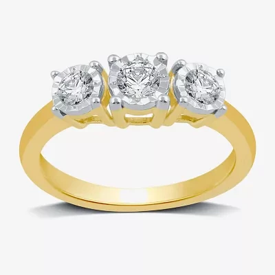 Love Lives Forever Round 1/2 CT.T.W. Natural Diamond 3-Stone Engagement Ring 10K or 14K Gold