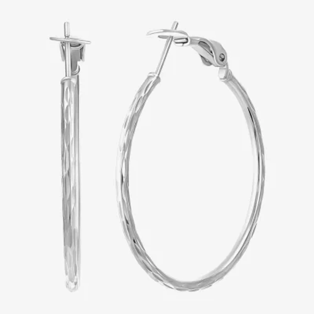 Sterling Silver 36mm Round Hoop Earrings