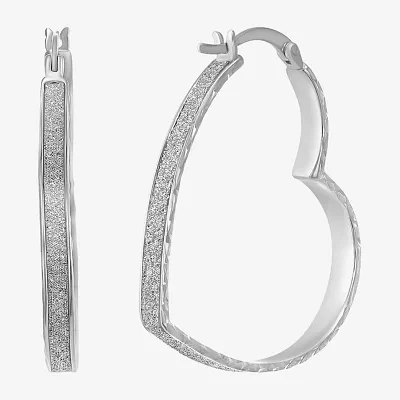 Sterling Silver 35mm Heart Hoop Earrings