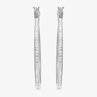 White Cubic Zirconia Sterling Silver 34mm Round Hoop Earrings