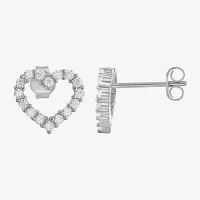 White Cubic Zirconia Sterling Silver Heart 3 Pair Earring Set