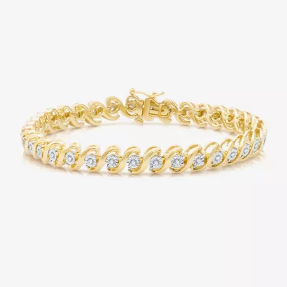 1/2 CT. T.W. Natural White Diamond 14K Gold Over Silver 7.5 Inch Tennis Bracelet
