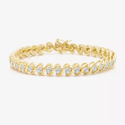 1/2 CT. T.W. Natural White Diamond 14K Gold Over Silver 7.5 Inch Tennis Bracelet