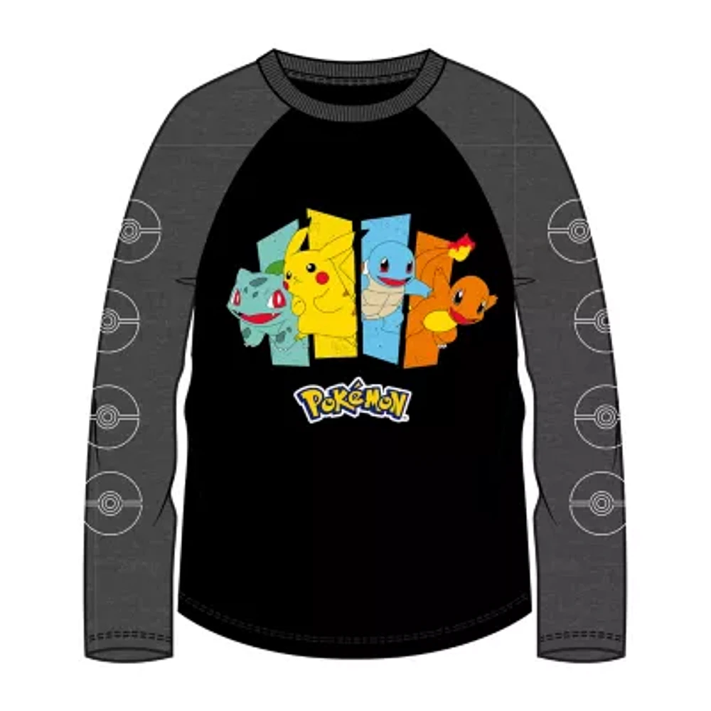 Little & Big Boys Crew Neck Long Sleeve Pokeman Graphic T-Shirt