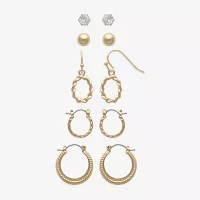 Mixit Hypoallergenic Gold Tone 5 Pair Earring Set