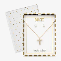 Mixit Hypoallergenic Gold Tone 2-pc. Cubic Zirconia Cross Jewelry Set