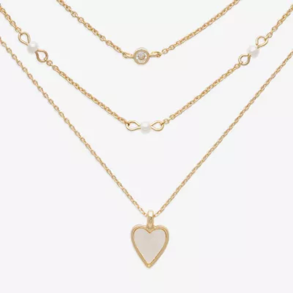 Mixit Womens Cubic Zirconia Heart Hypoallergenic 3-pc. Necklace Set