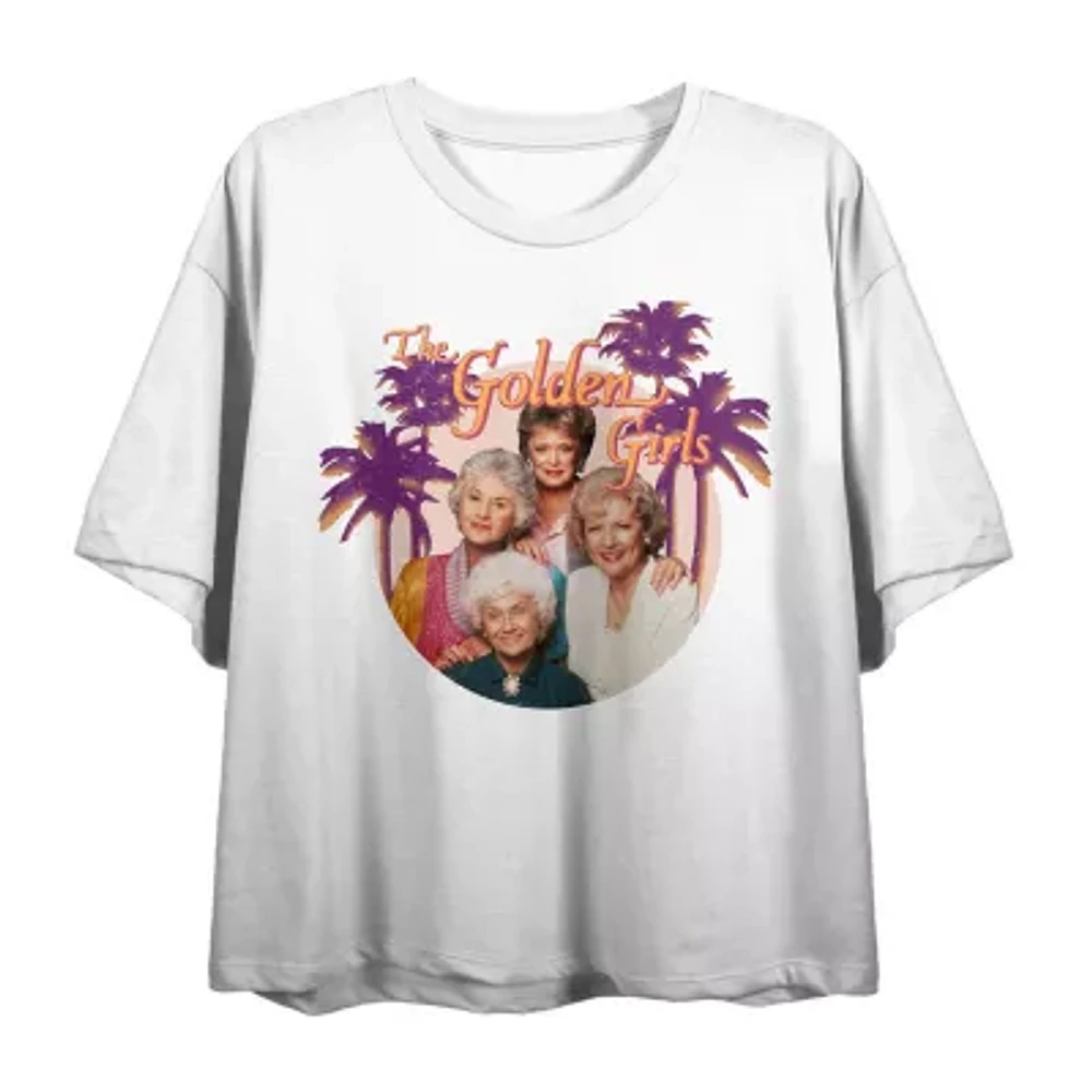 Juniors Golden Girls Cropped Tee Womens Crew Neck Short Sleeve Graphic T-Shirt