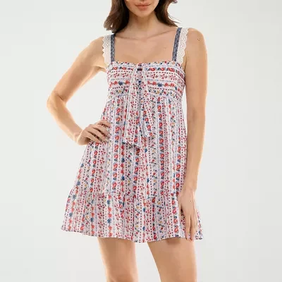 City Triangle Womens Sleeveless Floral Babydoll Dress Juniors