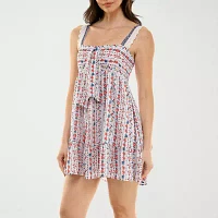 City Triangle Womens Sleeveless Floral Babydoll Dress Juniors