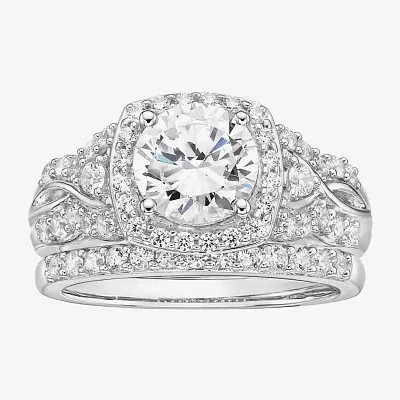 DiamonArt® Womens 2 CT. T.W. White Cubic Zirconia Sterling Silver Bridal Set