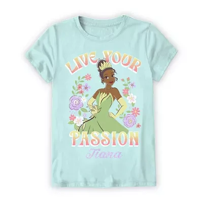 Little & Big Girls Crew Neck Short Sleeve Tiana Graphic T-Shirt