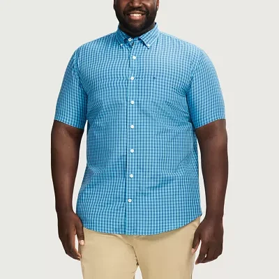 IZOD Breeze Big and Tall Mens Classic Fit Short Sleeve Plaid Button-Down Shirt
