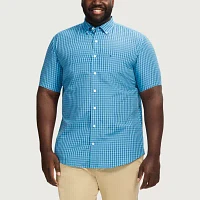 IZOD Breeze Big and Tall Mens Classic Fit Short Sleeve Plaid Button-Down Shirt