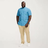 IZOD Breeze Big and Tall Mens Classic Fit Short Sleeve Plaid Button-Down Shirt