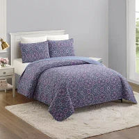 Modern Heirloom Lavender Florals Reversible Quilt Set