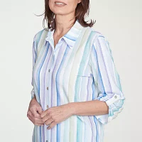 Alfred Dunner St Thomas Womens 3/4 Sleeve Button-Down Shirt
